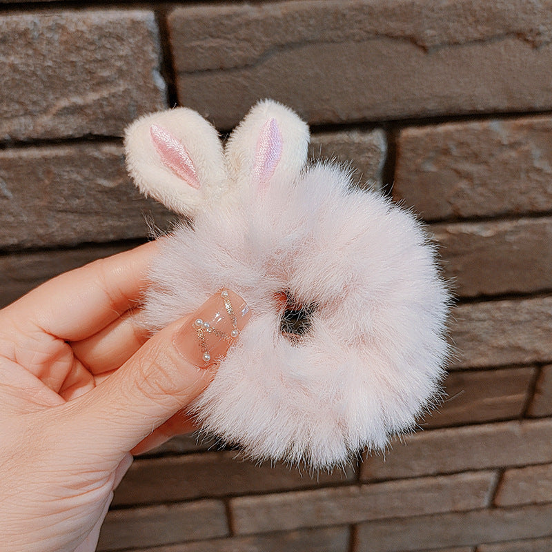 Plush Fur Bunny Ears Hair Scrunchie (4 Pack)