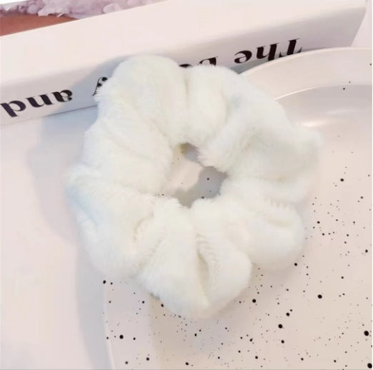 Plush Fur Hair Scrunchie Black & White (4 pack)