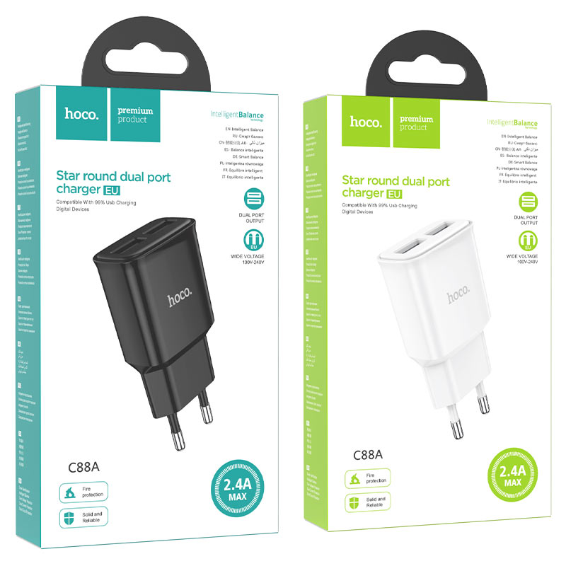 C88A Dual Port Charger set with iP Cable